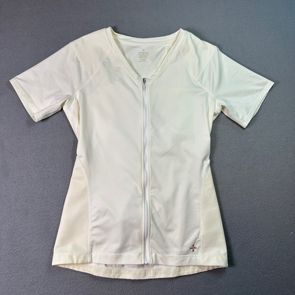 Tommie Copper Zip Front Compression Shirt Athleisure Top XL Cream White